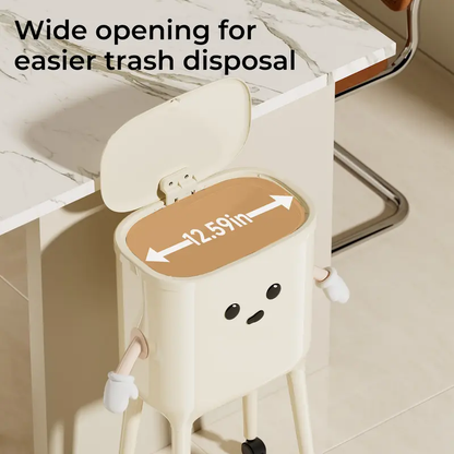 16L Tall Rolling Trash Can with Lid – Slim Waterproof Kitchen Garbage Bin with Wheels & Brake, Space-Saving Waste Bin for Bathroom, Bedroom, Living Room & Office